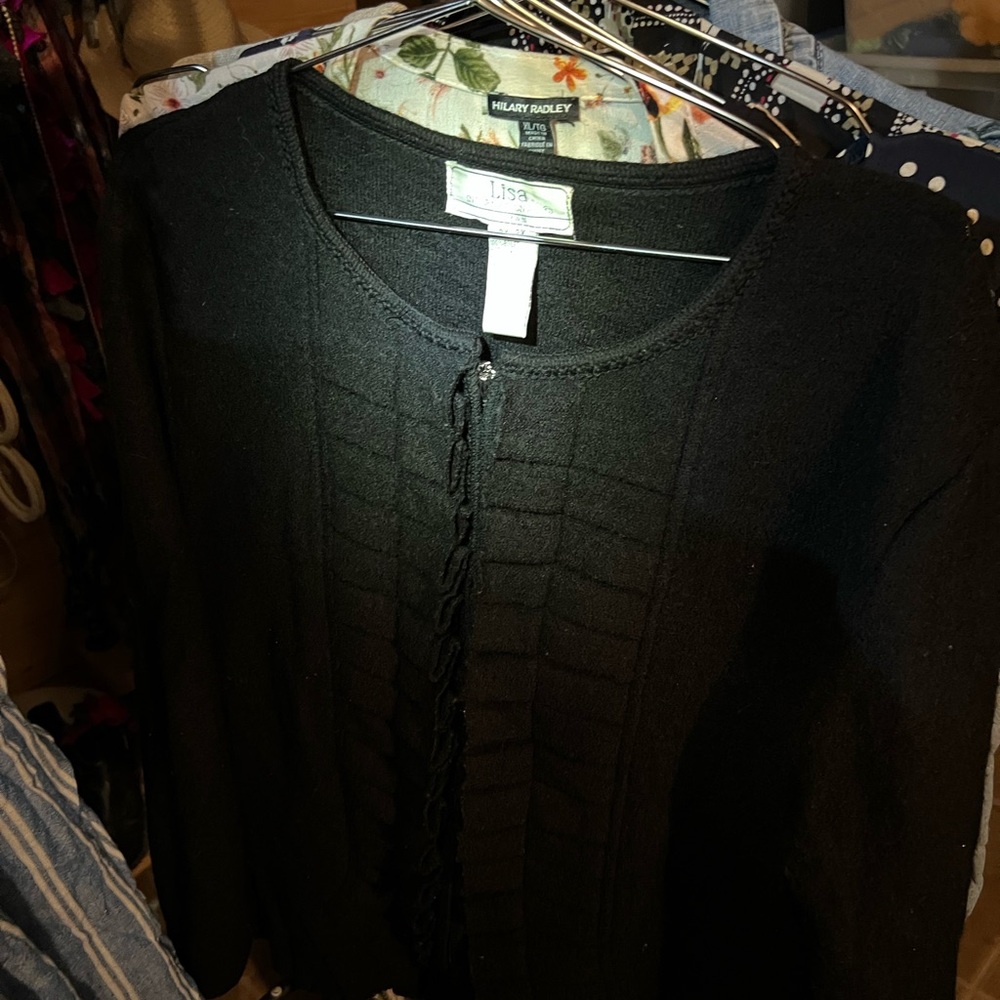 Lisa international Black Cardigan sweater shirt